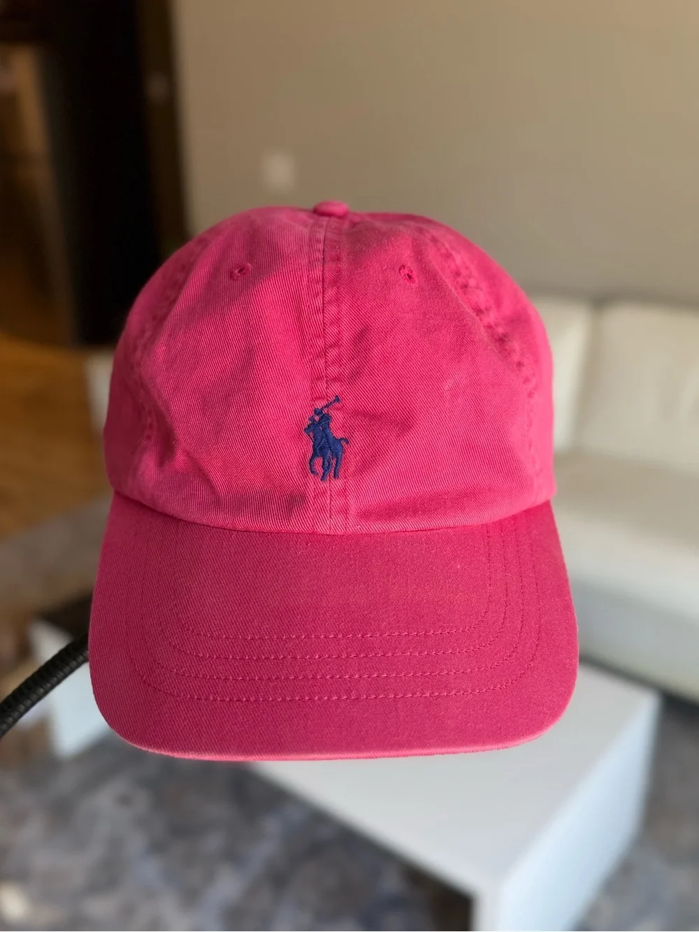 💯 Authentic Vintage Pink Polo by Ralph Lauren Baseball Cap with Navy Pony Logo